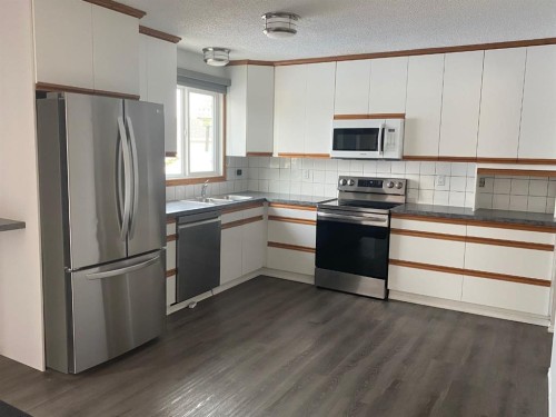 106 Winkler Drive, Hanna, AB - Indoor Photo Showing Kitchen With Double Sink