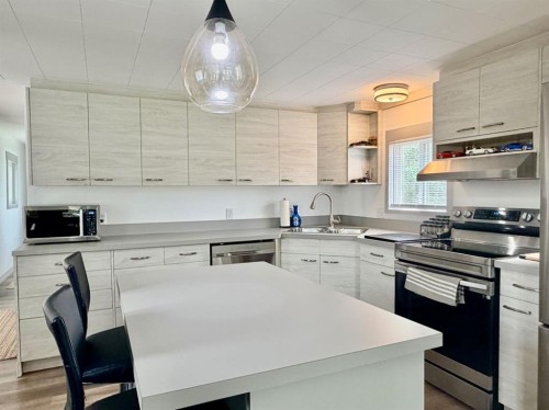 205 2 Street West, Munson, AB - Indoor Photo Showing Kitchen With Double Sink
