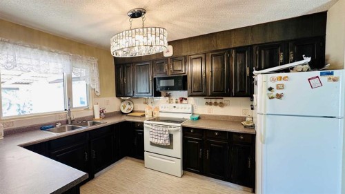 44 Cedar Crescent, Drumheller, AB - Indoor Photo Showing Kitchen With Double Sink