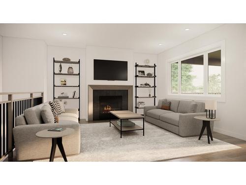 1801 60A Avenue Close, Lloydminster, AB - Indoor Photo Showing Living Room With Fireplace