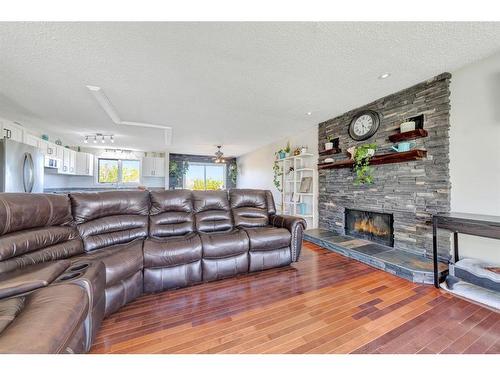 24 Big Gully Road, Rural Vermilion River, County Of, AB - Indoor Photo Showing Living Room With Fireplace