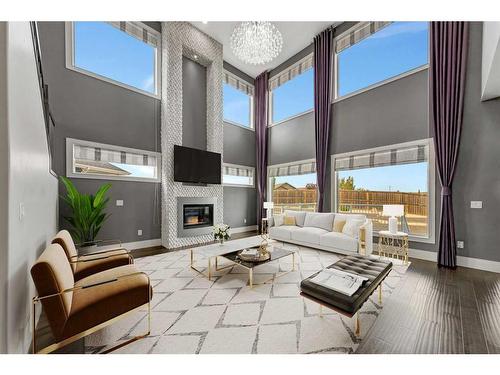 1807 59A Avenue, Lloydminster, AB - Indoor Photo Showing Living Room With Fireplace