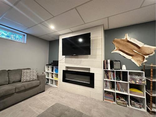 407 Pine Avenue, Maidstone, SK - Indoor Photo Showing Basement With Fireplace