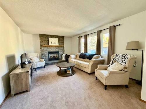 4425 56 Avenue, Provost, AB - Indoor Photo Showing Living Room With Fireplace