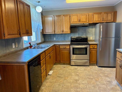 5103 50 Avenue, Myrnam, AB - Indoor Photo Showing Kitchen With Double Sink