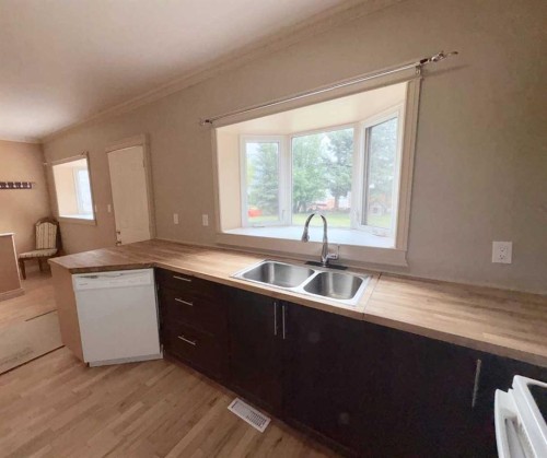 4923 52 Street, Innisfree, AB - Indoor Photo Showing Kitchen With Double Sink
