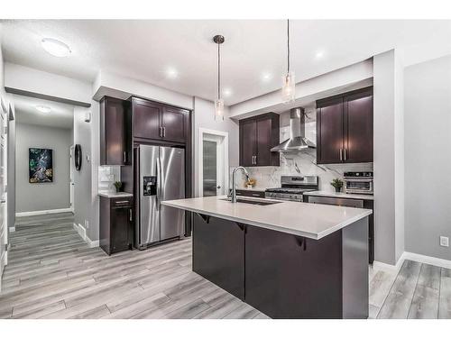 196 Dawson Harbour Heights, Chestermere, AB - Indoor Photo Showing Kitchen With Upgraded Kitchen