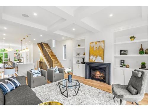 1922 8 Avenue Se, Calgary, AB - Indoor Photo Showing Living Room With Fireplace