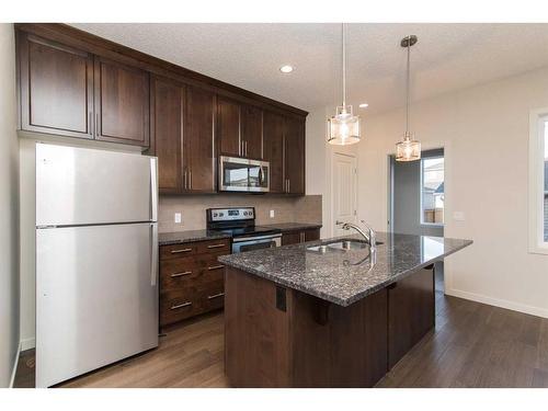 16 Emberside Heath, Cochrane, AB - Indoor Photo Showing Kitchen With Double Sink With Upgraded Kitchen