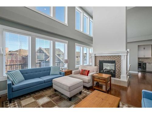 249 Mahogany Manor Se, Calgary, AB - Indoor Photo Showing Living Room With Fireplace