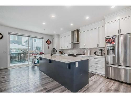 421 Livingston Hill Ne, Calgary, AB - Indoor Photo Showing Kitchen With Stainless Steel Kitchen With Upgraded Kitchen
