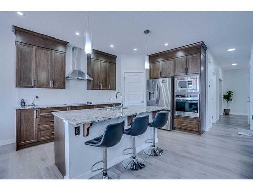 24 Corner Meadows Row Ne, Calgary, AB - Indoor Photo Showing Kitchen With Stainless Steel Kitchen With Upgraded Kitchen