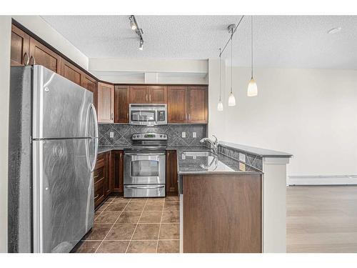 408-201 Sunset Drive, Cochrane, AB - Indoor Photo Showing Kitchen With Stainless Steel Kitchen