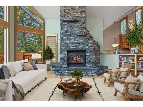 21 Blue Grouse Ridge, Canmore, AB - Indoor Photo Showing Living Room With Fireplace