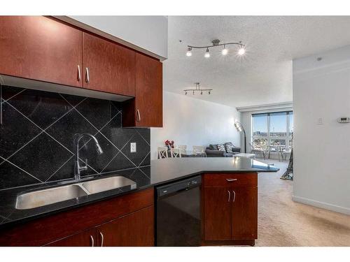 1507-8880 Horton Road Sw, Calgary, AB - Indoor Photo Showing Kitchen With Double Sink