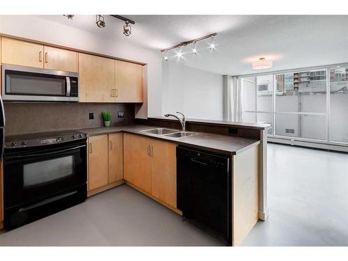 402-188 15 Avenue Sw, Calgary, AB - Indoor Photo Showing Kitchen With Double Sink