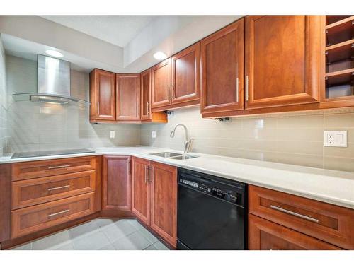 1005-1100 8 Avenue Sw, Calgary, AB - Indoor Photo Showing Kitchen With Double Sink