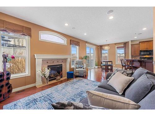 43 Kincora Glen Green Nw, Calgary, AB - Indoor Photo Showing Living Room With Fireplace