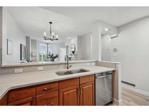 105-1718 14 Avenue Nw, Calgary, AB - Indoor Photo Showing Kitchen With Double Sink