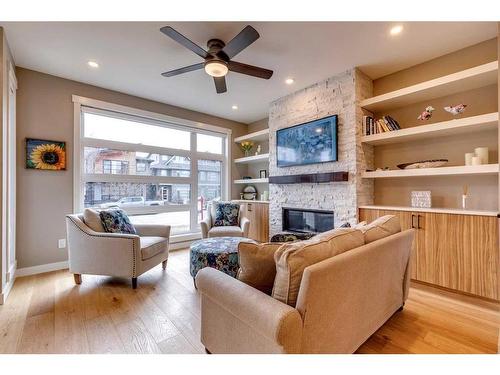3111 5 Street Nw, Calgary, AB - Indoor Photo Showing Living Room With Fireplace