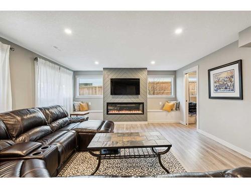 760 West Chestermere Drive, Chestermere, AB - Indoor Photo Showing Living Room With Fireplace