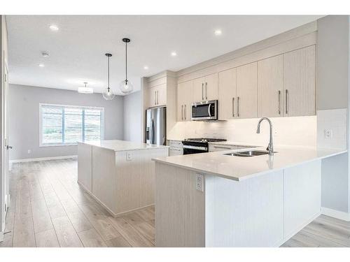 533 Walgrove Boulevard Se, Calgary, AB - Indoor Photo Showing Kitchen With Stainless Steel Kitchen With Double Sink With Upgraded Kitchen