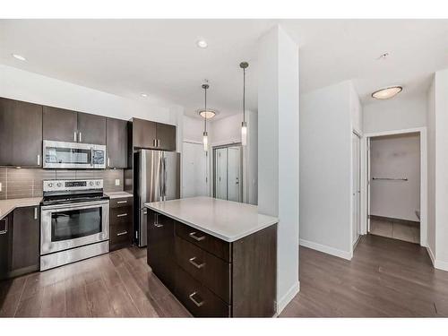 208-22 Auburn Bay Link Se, Calgary, AB - Indoor Photo Showing Kitchen With Stainless Steel Kitchen With Upgraded Kitchen