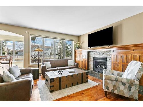 90 Evergreen Common Sw, Calgary, AB - Indoor Photo Showing Living Room With Fireplace