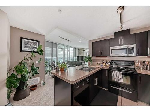 1606-210 15 Avenue Se, Calgary, AB - Indoor Photo Showing Kitchen With Double Sink