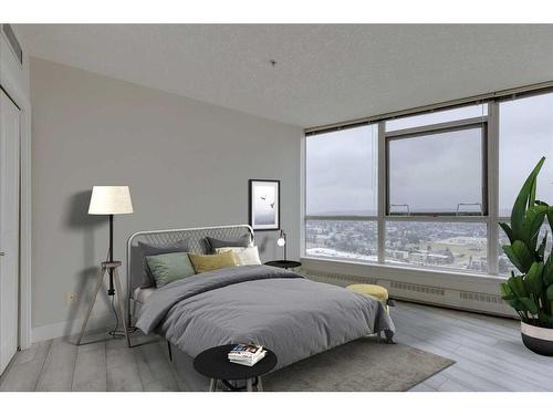 2303-77 Spruce Place Sw, Calgary, AB - Indoor Photo Showing Bedroom