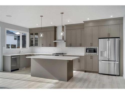 212 Seton Heath Se, Calgary, AB - Indoor Photo Showing Kitchen With Stainless Steel Kitchen With Upgraded Kitchen