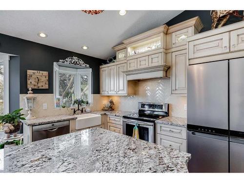 62 Downey Road, Okotoks, AB - Indoor Photo Showing Kitchen With Stainless Steel Kitchen With Upgraded Kitchen