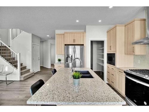 138 Creekside Way Sw, Calgary, AB - Indoor Photo Showing Kitchen With Double Sink With Upgraded Kitchen