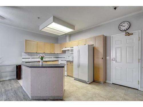 107-2850 51 Street Sw, Calgary, AB - Indoor Photo Showing Kitchen With Double Sink