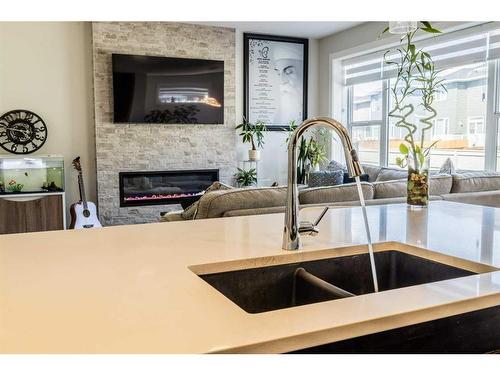 34 Red Sky Terrace Ne, Calgary, AB - Indoor Photo Showing Kitchen With Fireplace With Double Sink