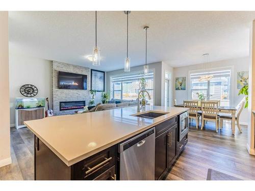 34 Red Sky Terrace Ne, Calgary, AB - Indoor Photo Showing Kitchen With Fireplace With Upgraded Kitchen