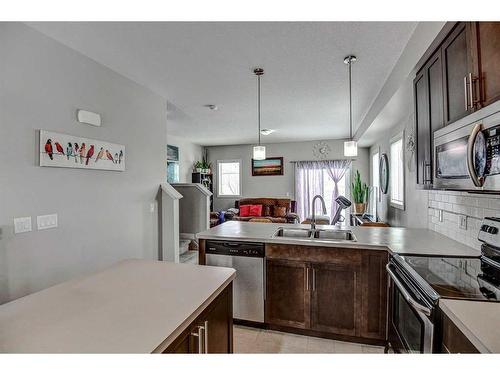 3 Redstone Circle Ne, Calgary, AB - Indoor Photo Showing Kitchen With Double Sink