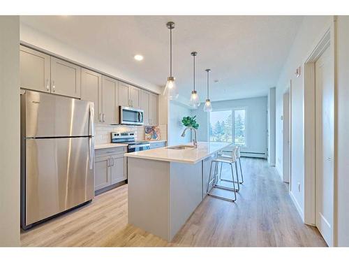 210-200 Shawnee Square Sw, Calgary, AB - Indoor Photo Showing Kitchen With Upgraded Kitchen