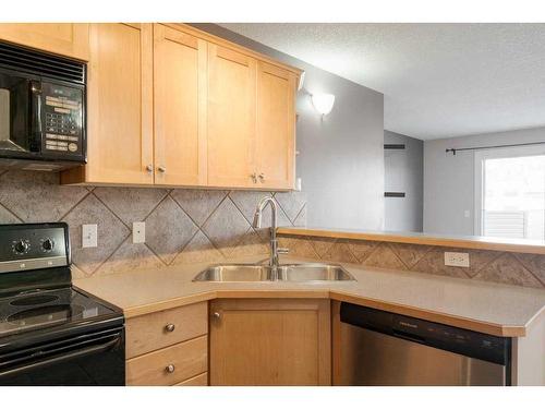 101-60 38A Avenue Sw, Calgary, AB - Indoor Photo Showing Kitchen With Double Sink