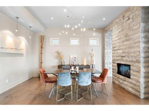 2012 29 Avenue Sw, Calgary, AB - Indoor Photo Showing Dining Room With Fireplace