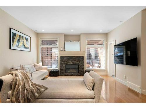 3817 17 Street Sw, Calgary, AB - Indoor Photo Showing Living Room With Fireplace