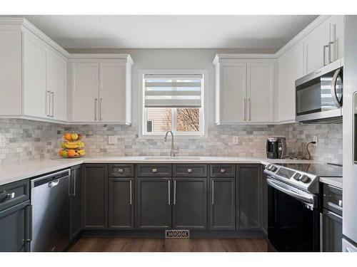 216 Silverado Drive Sw, Calgary, AB - Indoor Photo Showing Kitchen With Stainless Steel Kitchen With Double Sink