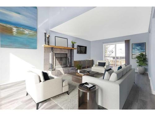 5418 4A Street Sw, Calgary, AB - Indoor Photo Showing Living Room With Fireplace