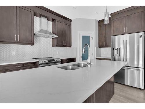 563 Savanna Landing Ne, Calgary, AB - Indoor Photo Showing Kitchen With Double Sink With Upgraded Kitchen