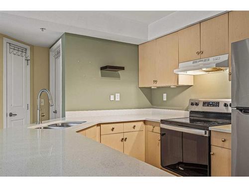 203-180 Kananaskis Way, Canmore, AB - Indoor Photo Showing Kitchen With Double Sink