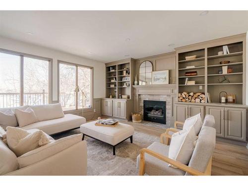 1508 Evergreen Hill Sw, Calgary, AB - Indoor Photo Showing Living Room With Fireplace