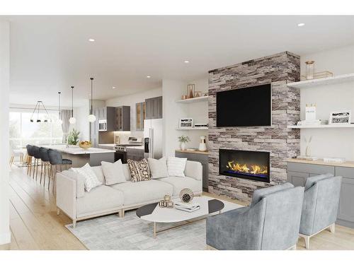 635 24 Avenue Ne, Calgary, AB - Indoor Photo Showing Living Room With Fireplace