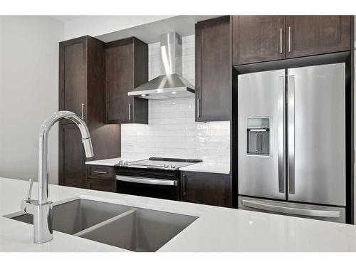 219-255 Les Jardins Park Se, Calgary, AB - Indoor Photo Showing Kitchen With Stainless Steel Kitchen With Double Sink With Upgraded Kitchen