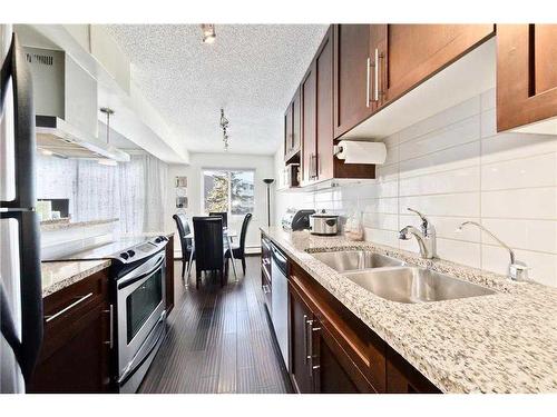 C301-4455 Greenview Drive Ne, Calgary, AB - Indoor Photo Showing Kitchen With Double Sink