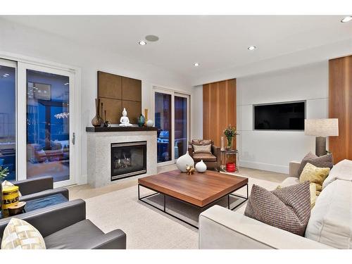 3925 15A Street Sw, Calgary, AB - Indoor Photo Showing Living Room With Fireplace